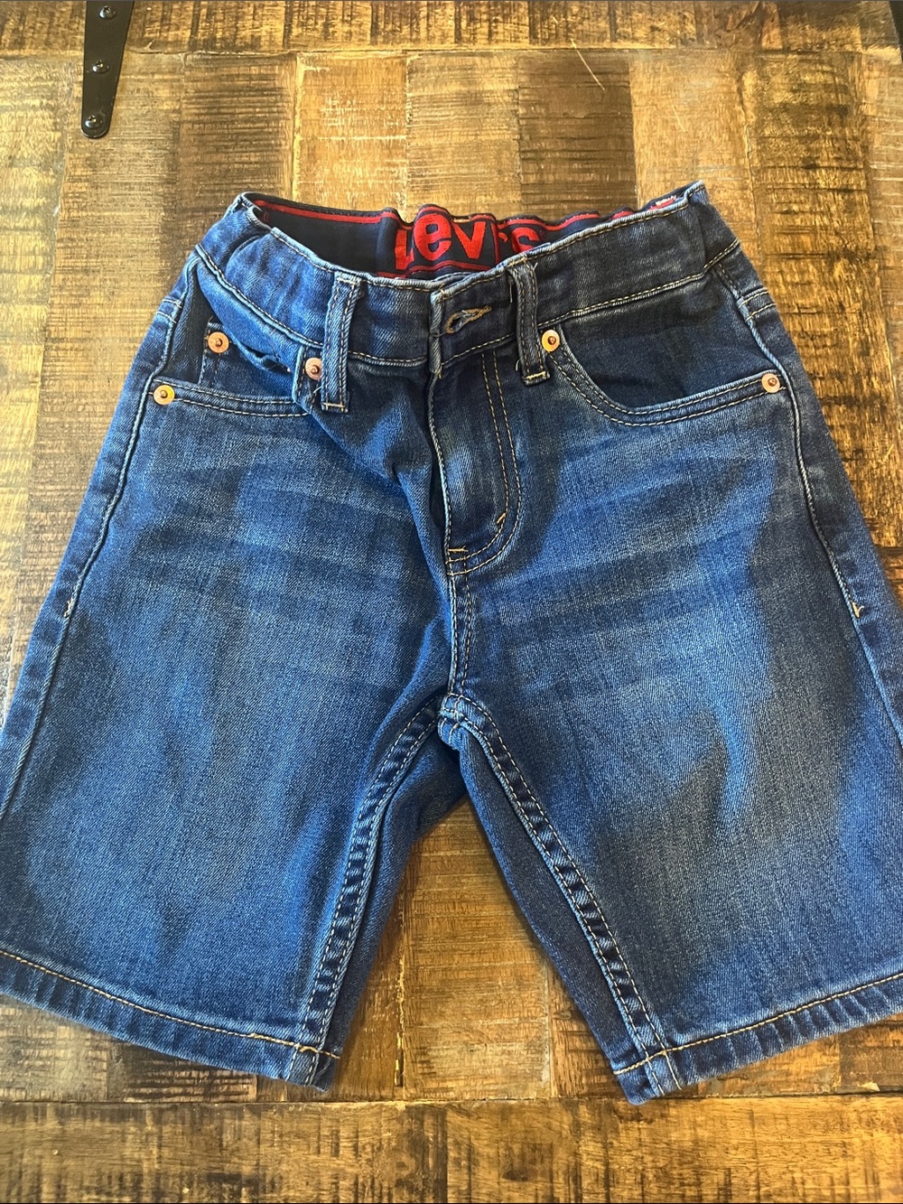 Levi's Kid's Dark Blue Denim Shorts with Copper Rivets